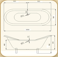 Magliezza Чугунная ванна Julietta 183x78 (ножки бронза) – фотография-5